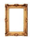 Ornate Gold Picture Frame Isolated on a white background. Generative AI Royalty Free Stock Photo