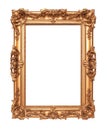 Ornate Gold Picture Frame Isolated on a white background. Generative AI Royalty Free Stock Photo