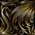 Ornate gold vintage 3d vector seamless pattern. Ornamental hand