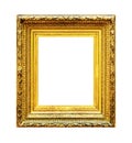 Ornate Gold Wood Frame Isolated On White