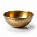 Ornate Golden Bowl with Hammered Texture on White Background Royalty Free Stock Photo