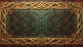 Ornate Golden Celtic Border Frame with Elegant Decorative Background Texture Royalty Free Stock Photo