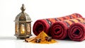 Traditional Lantern, Spices, and Prayer Rugs Royalty Free Stock Photo