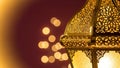 Ornate Golden Lantern with Light Bokeh Royalty Free Stock Photo