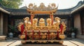 Ornate Golden Palanquin in Ancient Chinese Courtyard Royalty Free Stock Photo
