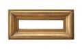 Ornate Golden Picture Frame Isolated on White Rectangular Design with Vintage Style Artistic Border Royalty Free Stock Photo
