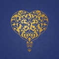 Ornate golden vector heart in Eastern style.