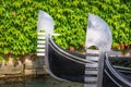 Ornate Gondolas noses in Grand Canal pier at sunny day, Venice, Italy Royalty Free Stock Photo