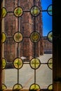 Gothic Notre Dame Cathedral through a stained glass window in Strasbourg, France Royalty Free Stock Photo