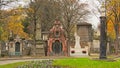 Ornate grave monuments in Mont martre cemetery, Paris, France, Royalty Free Stock Photo