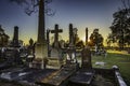 Ornate gravestones in historic Old Oakwood Cemetery in Montgomery