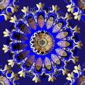 Ornate greek vintage seamless mandalas pattern. Blue ornamental luxury geometric background. Repeat floral backdrop. Ancient