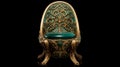 Ornate Green And Gold Accent Chair With Vladimir Kush-inspired Design