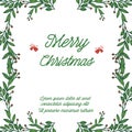 Ornate of green leafy flower frame, for elegant text letter of merry christmas. Vector