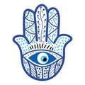 Ornate Hamsa, amulet against the evil eye and spoilage. Popular Arabic and Jewish amulet