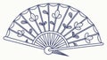 Ornate hand fan with a floral pattern, elegant accessory vector. vector design Generative AI Royalty Free Stock Photo