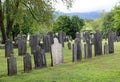 Large old headstones of town residents passed on , Old Bennington Cemetery, Bennington, Vermont, summer, 2021