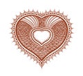 Ornate heart - decorative oriental henna tattoo. Mendy islamic vector