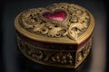 Ornate Antique Heart Shaped Jewelry Box - Generative AI Royalty Free Stock Photo