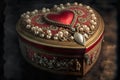 Bejeweled Ornate Heart Shaped Jewelry Box - Generative AI Royalty Free Stock Photo