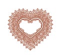 Ornate heart for Valentine day - henna tattoo ornament. Vector Royalty Free Stock Photo