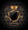 Ornate heraldic shield with crown Royalty Free Stock Photo