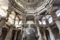 Ornate interior of the Adinatha temple,  a Jain temple in Ranakpur, Rajasthan, India Royalty Free Stock Photo