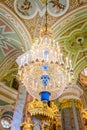 The ornate interior and chandeliers inside the Peter and Paul cathedral in the Peter and Paul Fortress, St Petersburg, Russia Royalty Free Stock Photo