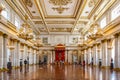 Ornate interior of the imperial throne room in the State Hermitage museum of art and culture in Saint Petersburg, Russia