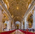 Ornate interior of Saint Peter`s Basilica in Vatican Royalty Free Stock Photo