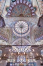 Ornate interior of the Sultan Ahmed or the Blue Mosque in Istanbul, Turkey Royalty Free Stock Photo