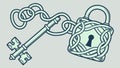 Ornate Key and Locked Padlock, Security and Puzzle Solving Vector Art, vector design Generative AI Royalty Free Stock Photo