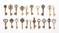 ornate keys white background Royalty Free Stock Photo
