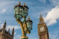 Ornate lamp near Houses of Parliament and Big Ben Royalty Free Stock Photo