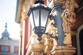 ornate lamp post outside a historic building Royalty Free Stock Photo