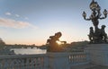 Ornate lamp posts along the Alexandre bridge III br in Paris