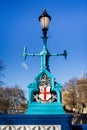 Ornate lantern on iconic Tower Bridge in London, UK