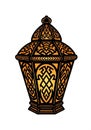 Ornate lantern illustration with an Islamic art design. The lantern Royalty Free Stock Photo