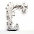 Ornate Letter F: Vray Tracing With Rococo-inspired Details