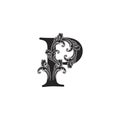 Ornate Letter P Logo Icon, elegant monogram luxury ornament decoration letter logo vector design