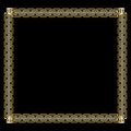 Ornate luxurious golden frame in art deco style on black background. Elegant square border with 3d embossed effect Royalty Free Stock Photo
