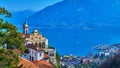 Madonna del Sasso Sanctuary atop the Sacro Monte, Orselina, Switzerland Royalty Free Stock Photo