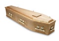 Ornate mahogany coffin casket with brass handles Royalty Free Stock Photo