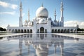 Ornate Majestic Mosque Facade with Beautiful Patterns and Windows in Midday Light