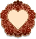 Ornate mandala for Valentine day with heart - decorative oriental henna tattoo ornament. Royalty Free Stock Photo