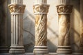 Ornate Marble ancient pillars. Generate Ai