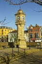 The ornate McKee Clock built of sandstone and located in the Sunken Gardens in Bangor county Down Northern Ireland