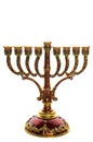 Ornate menorah on white