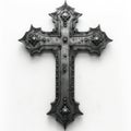 Ornate Metal Cross on White Background