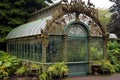 ornate metal framework supporting a victorian greenhouse Royalty Free Stock Photo